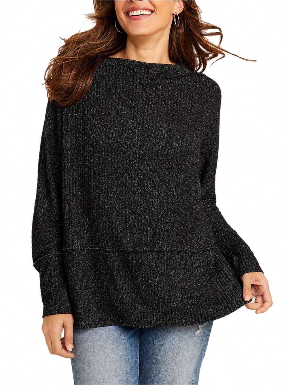 Maurices Dark Gray Light Weight Waffle Knit Sylvan Tunic Top Women’s Size Large
